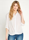Drape Cross Over Long Sleeve Shirt, Cream, large