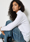 Mock Neck Ribbed Knit Jumper, White, large