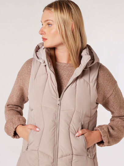 Hooded Longline Puffer Gilet