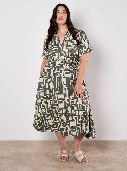 Geo Grecian Shirt Midi Dress