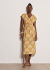 Fan Print Midaxi Dress, Mustard, large