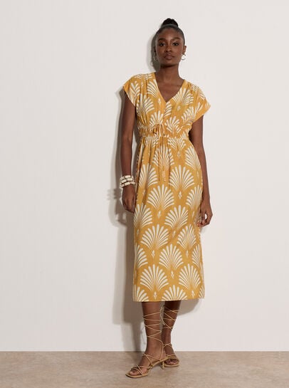 Fan Print Midaxi Dress