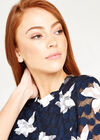 Graphic Flower Dot Mesh Top, Navy, large