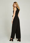 Black Zipper Belted Jumpsuit, Black, large