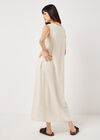 Linen Blend Zip Maxi Dress, Stone, large