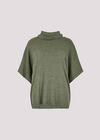 Roll Neck Ribbed Cape, Khaki, large