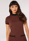 Chevron Jacquard Knit Mini Dress, Rust, large