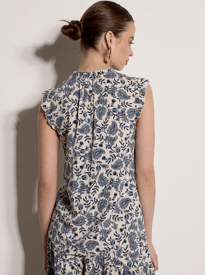 Painterly Paisley Ruffle Top