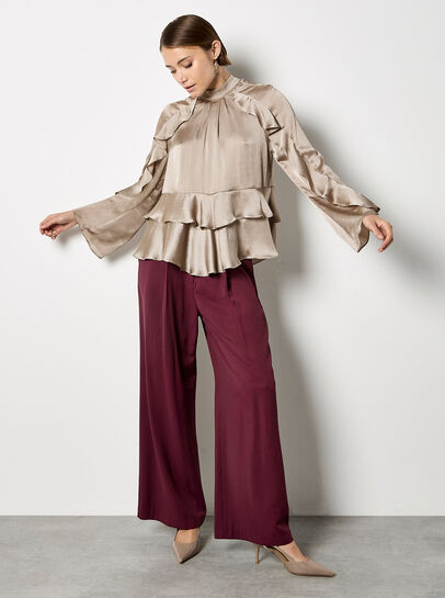 Ruffle Crinkle Satin Top