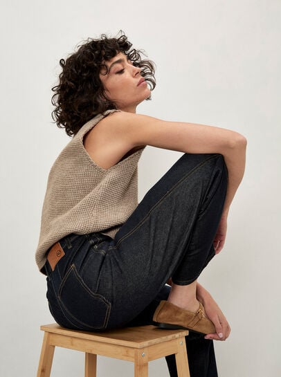 Aiko Dark Wash Barrel Jeans