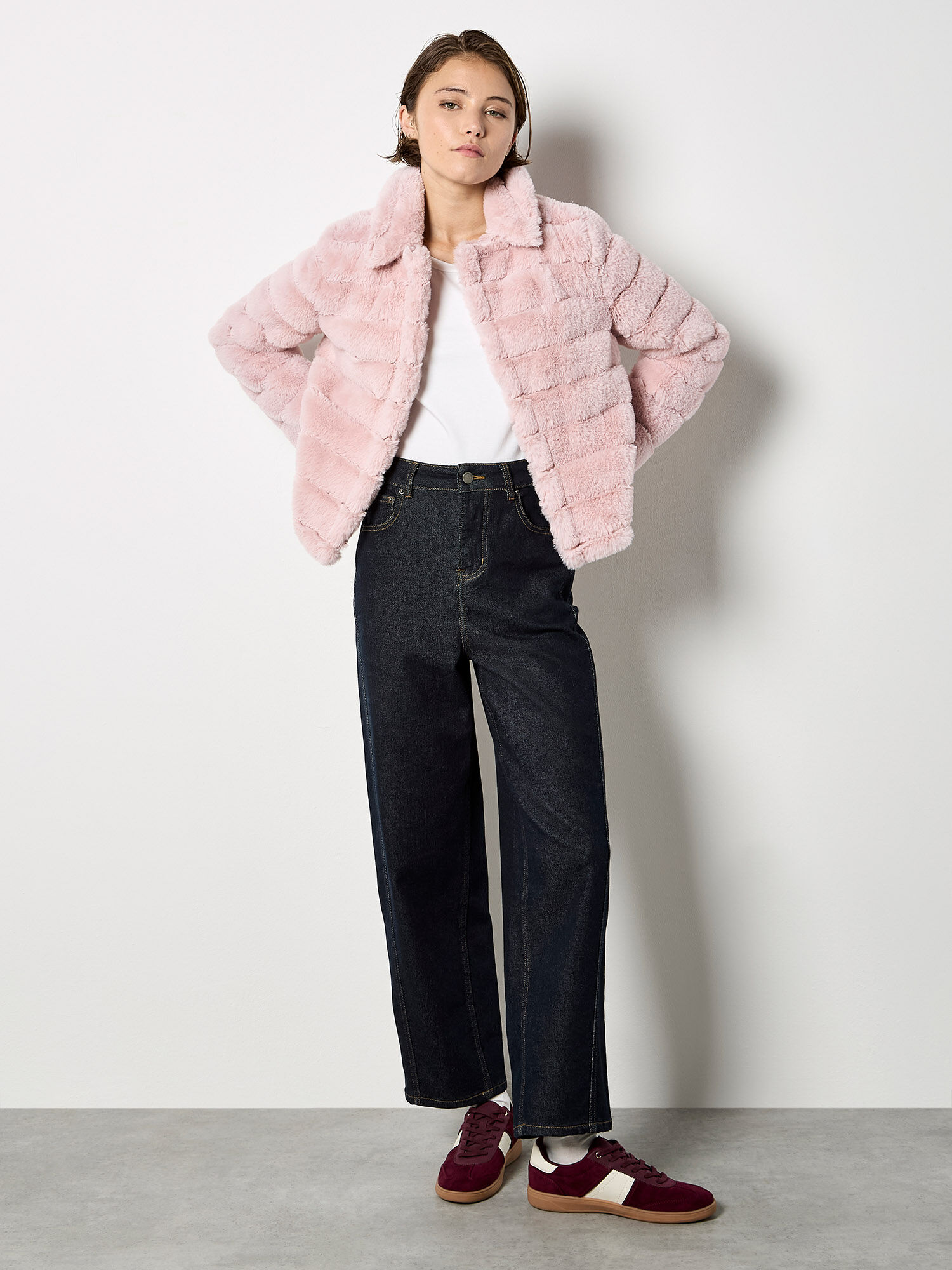 Faux Fur Panel Short Jacket | Apricot Clothing
