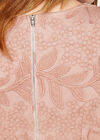 Applique Leaf Mesh Shift Dress, Pink, large
