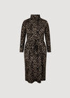 Curve Abstract Print Soft Knit Midi Dress, Brown, large