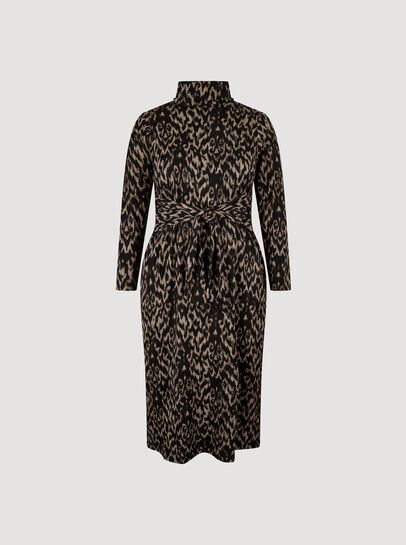 Curve Abstract Print Soft Knit Midi Dress
