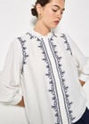 Ruffle Collar Embroidered Blouse, White, large