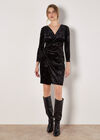 Rhinestone Velvet Wrap Mini Dress, Black, large