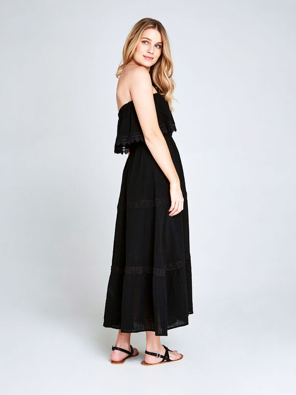 Lace Tier Maxi Dress, Black, large