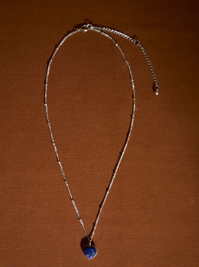 Silver Tone Heart Pendant Necklace