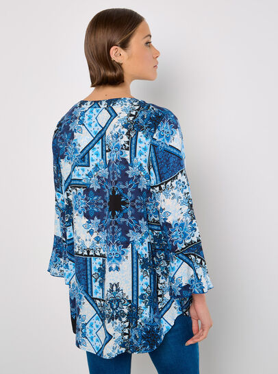 Patchwork Scarf Print Blouse