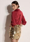 Multi Sequin A-Line Mini Skirt, Stone, large