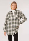 Oversized Plaid Shirt, Khaki, large