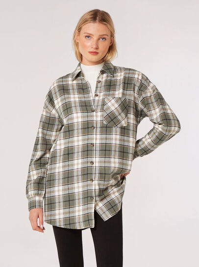 Oversized Plaid Shirt Mini Dress