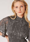 Irregular Spot Chiffon Mini Dress, Black, large