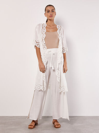 Lace Detail Front Split Wrap Trousers