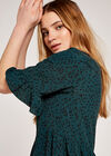 Spot Tiered Ruffle Dress, Green, large