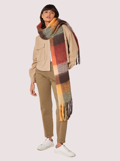 Colour Block Check Square Scarf