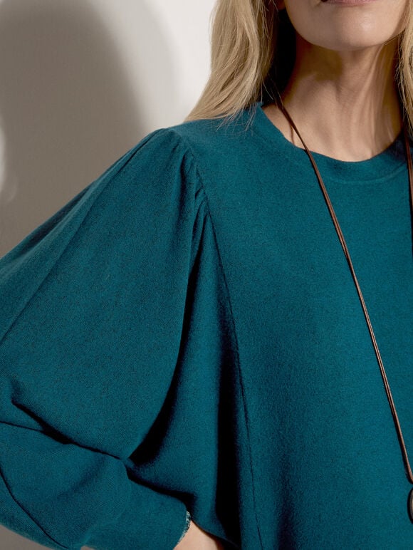 Soft Oversized Batwing Jumper, Teal, large