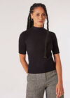 Ribbed Knit Top, Black, large