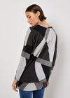 Geo Colour Block Knitted Top, Grey, large