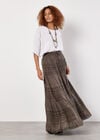 Cotton Crochet Lace Tiered Maxi Skirt, Khaki, large