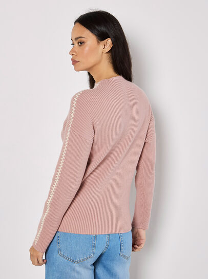 Blanket Stitch Ribbed Jumper