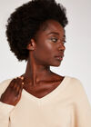 V Neck Ribbed Oversized Jumper, Stone, large