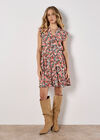 Ditsy Floral Ruffle Mini Dress, Green, large