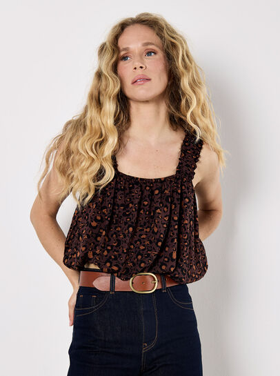Animal Print Bubble Hem Cami Top