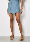 Denim Wrap Mini Skort, Blue, large