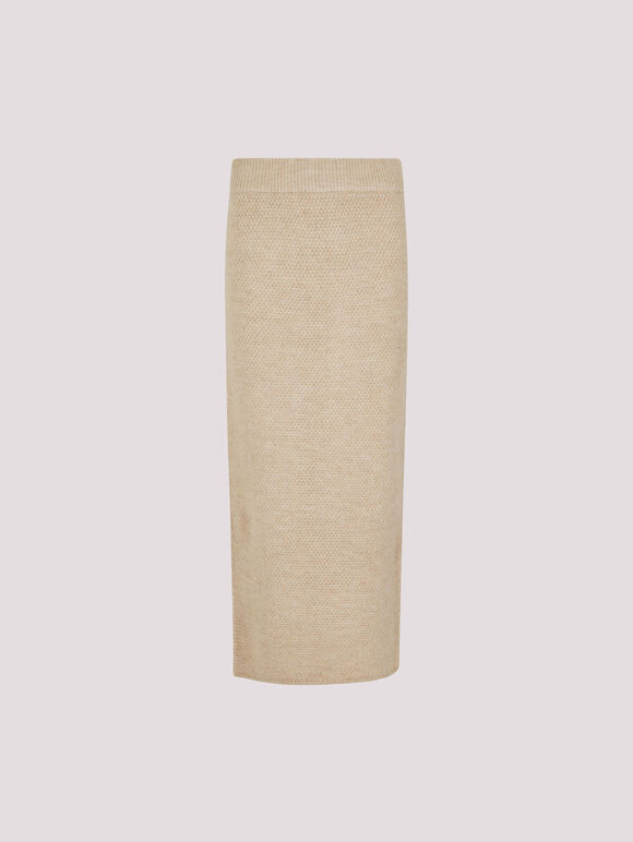 Waffle Knit Midaxi Skirt, Stone, large