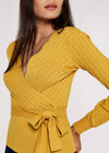 Rib Knit Wrap Top, Mustard, large