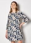 Silhouette Floral Chiffon Plisse Mini Dress, Navy, large