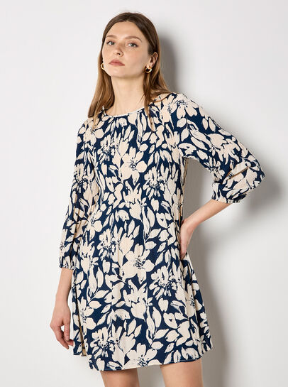 Silhouette Floral Chiffon Plisse Mini Dress