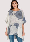 Stone Spirograph Panelled Slub Top, Stone - Beige, large