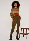 Chunky Knit Tonal Stripe Jumper, Khaki, large