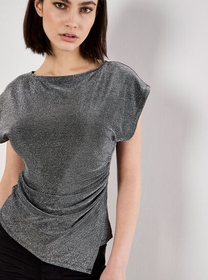 Sparkle Side Ruched Jersey Top
