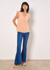 Cotton Broderie Ruffle Shoulder Top, Peach, large