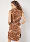 Tropical Animal Print Zip Mini Dress, Rust, large
