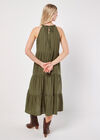 Lace Halter Neck Tiered Midi Dress, Khaki, large