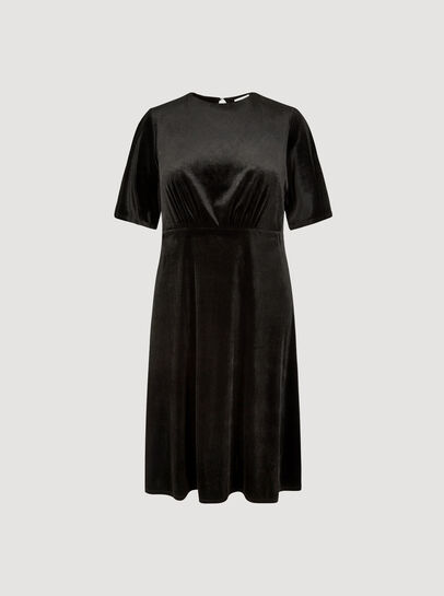 Curve Velvet Fit And Flare Midi Dress